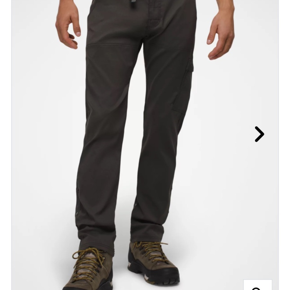Prana stretch Zion Gray hiking  Cargo Pants with Streamlined Fit